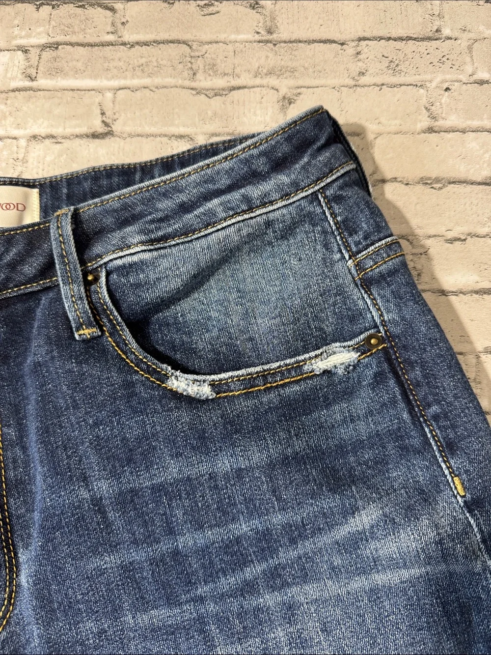 Driftwood women’s 31 L 27 Stella high rise straight leg cotton denim blue jeans